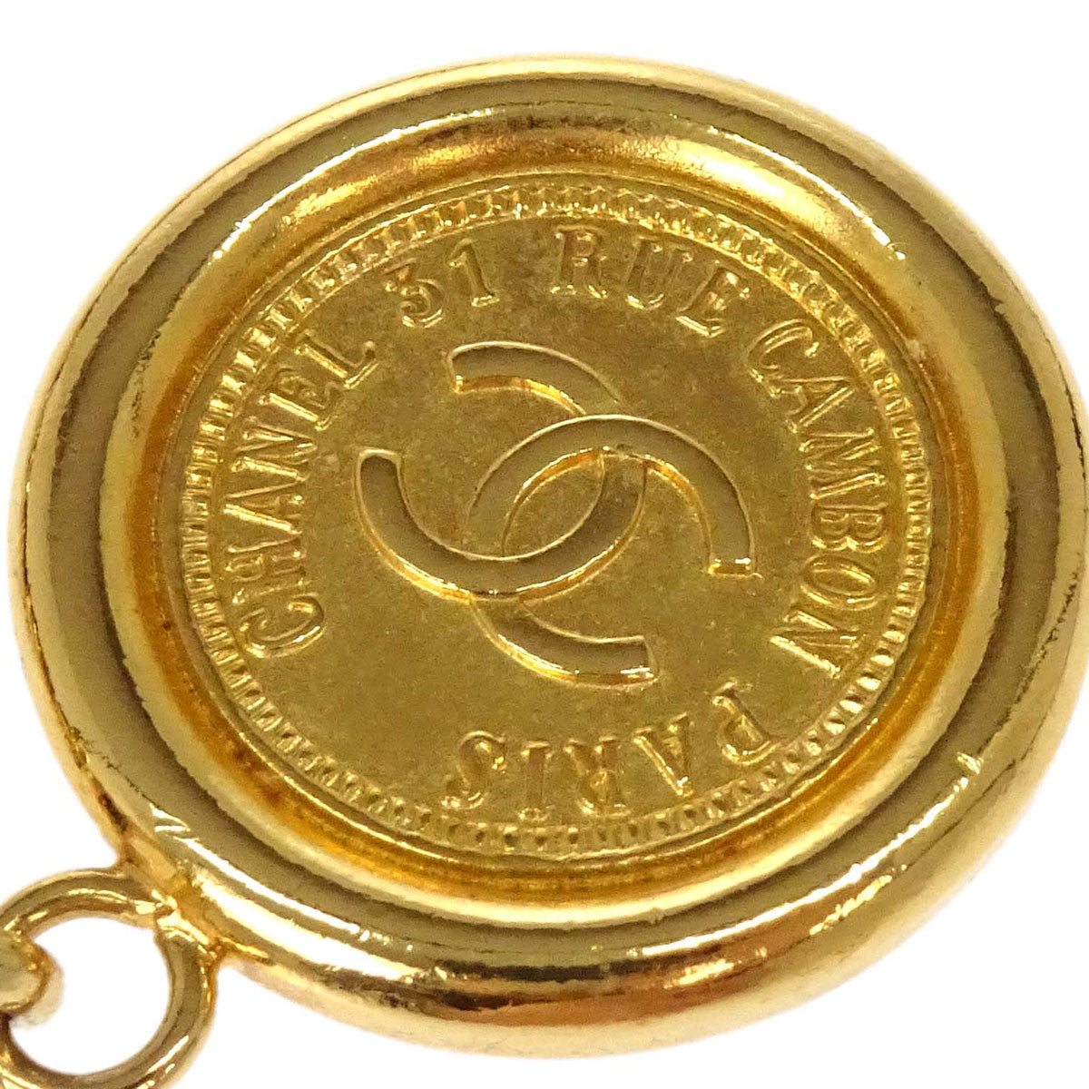 Chanel Chain Belt Medallion Gold Black Small Good