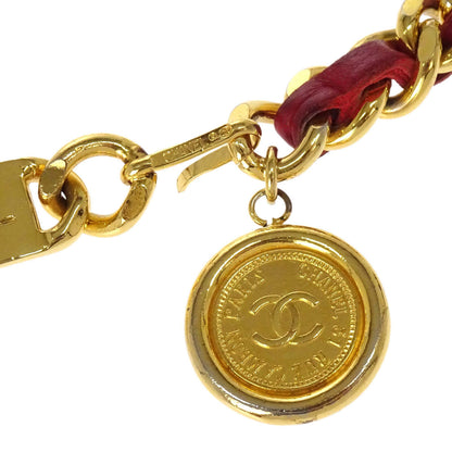 Chanel Chain Belt Medallion Gold Red Small Good