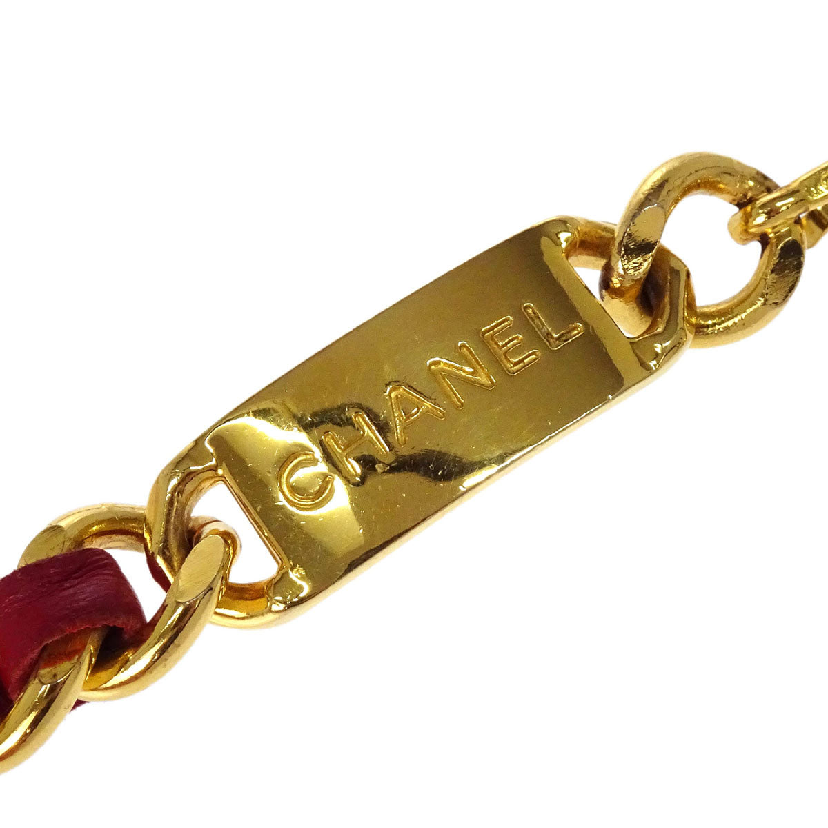 Chanel Chain Belt Medallion Gold Red Small Good