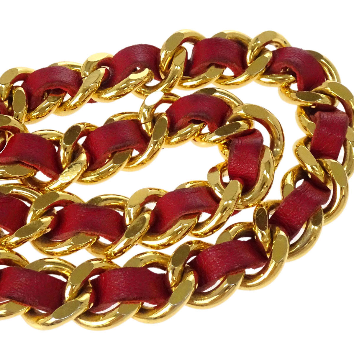 Chanel Chain Belt Medallion Gold Red Small Good