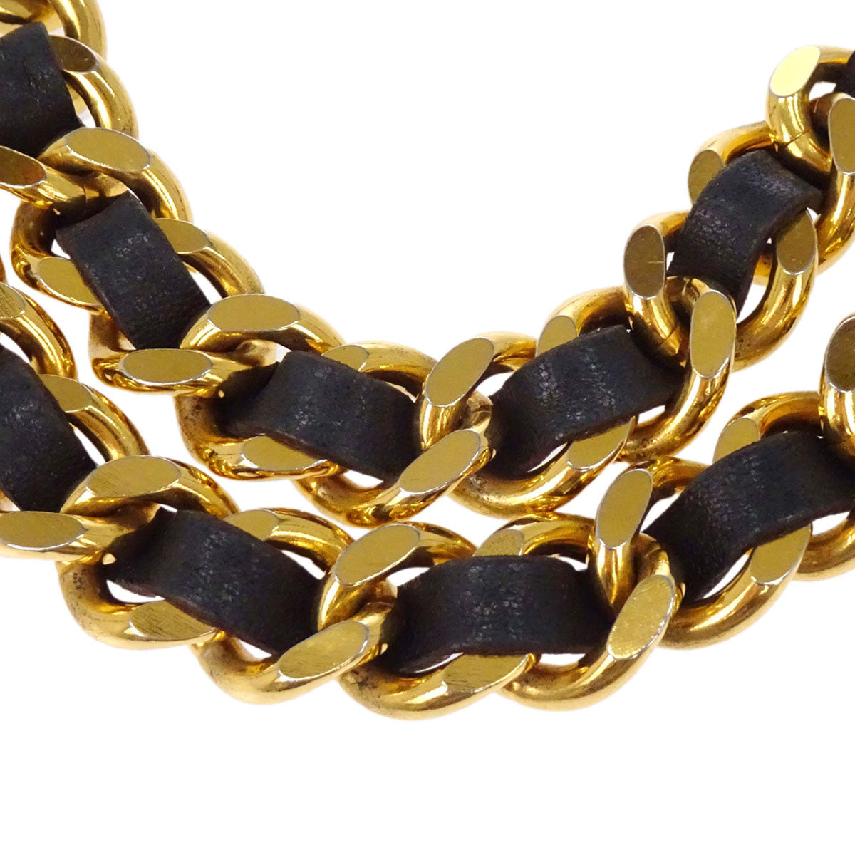 Chanel Chain Belt Medallion Gold Black Small Good