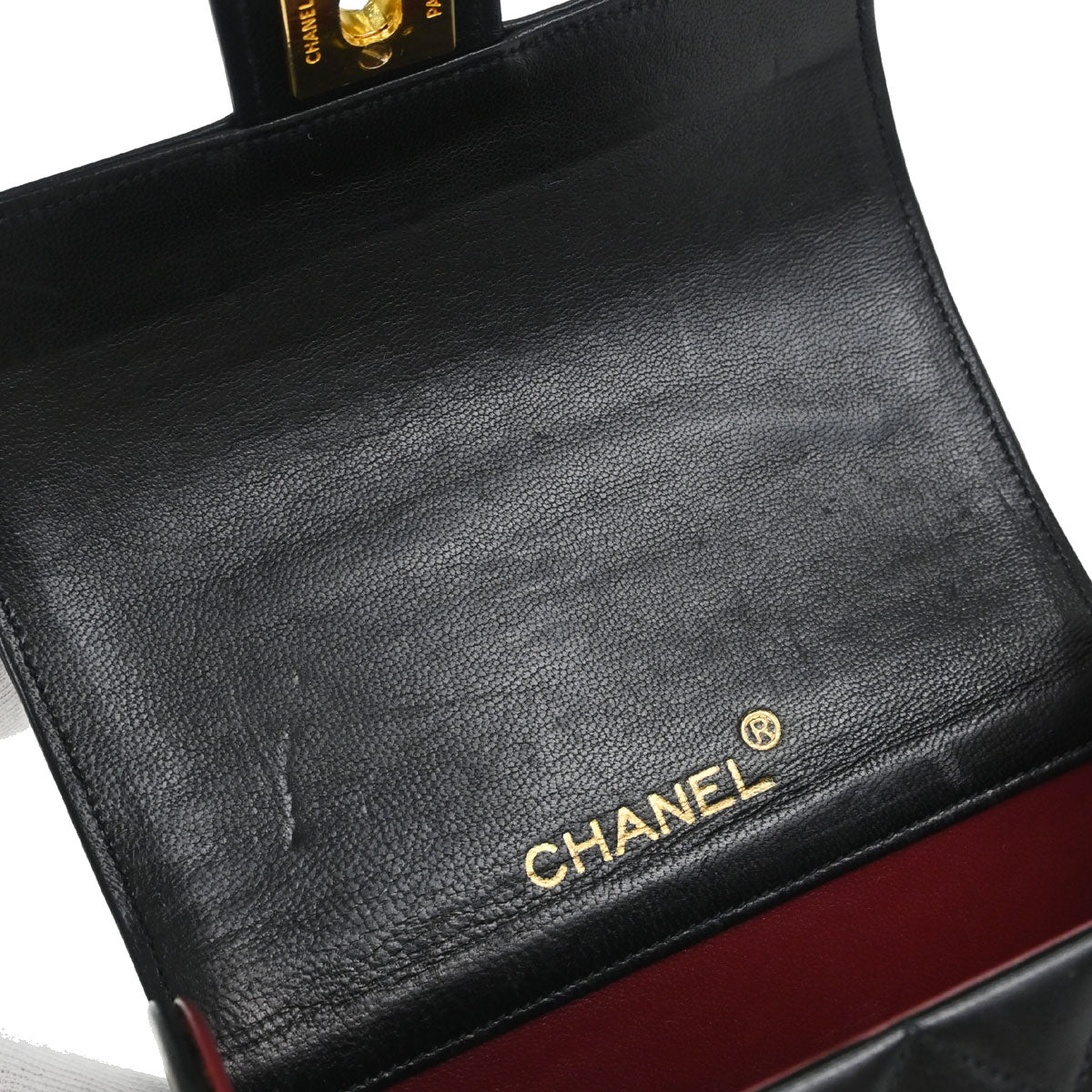 Chanel Black Lambskin Vanity Handbag
