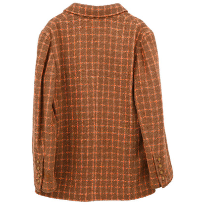 Chanel 1995 Single Breasted Tweed Check Jacket Brown #38