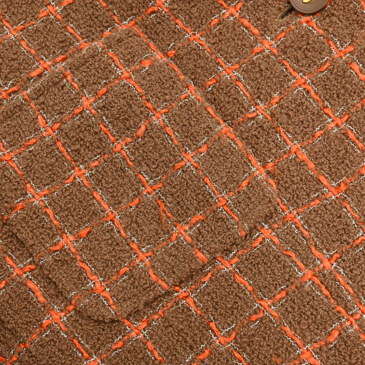 Chanel 1995 Single Breasted Tweed Check Jacket Brown #38