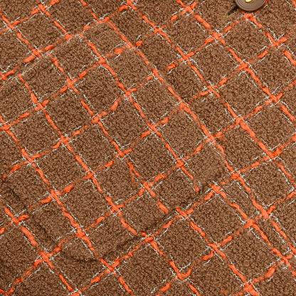 Chanel 1995 Single Breasted Tweed Check Jacket Brown #38