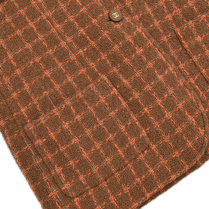 Chanel 1995 Single Breasted Tweed Check Jacket Brown #38