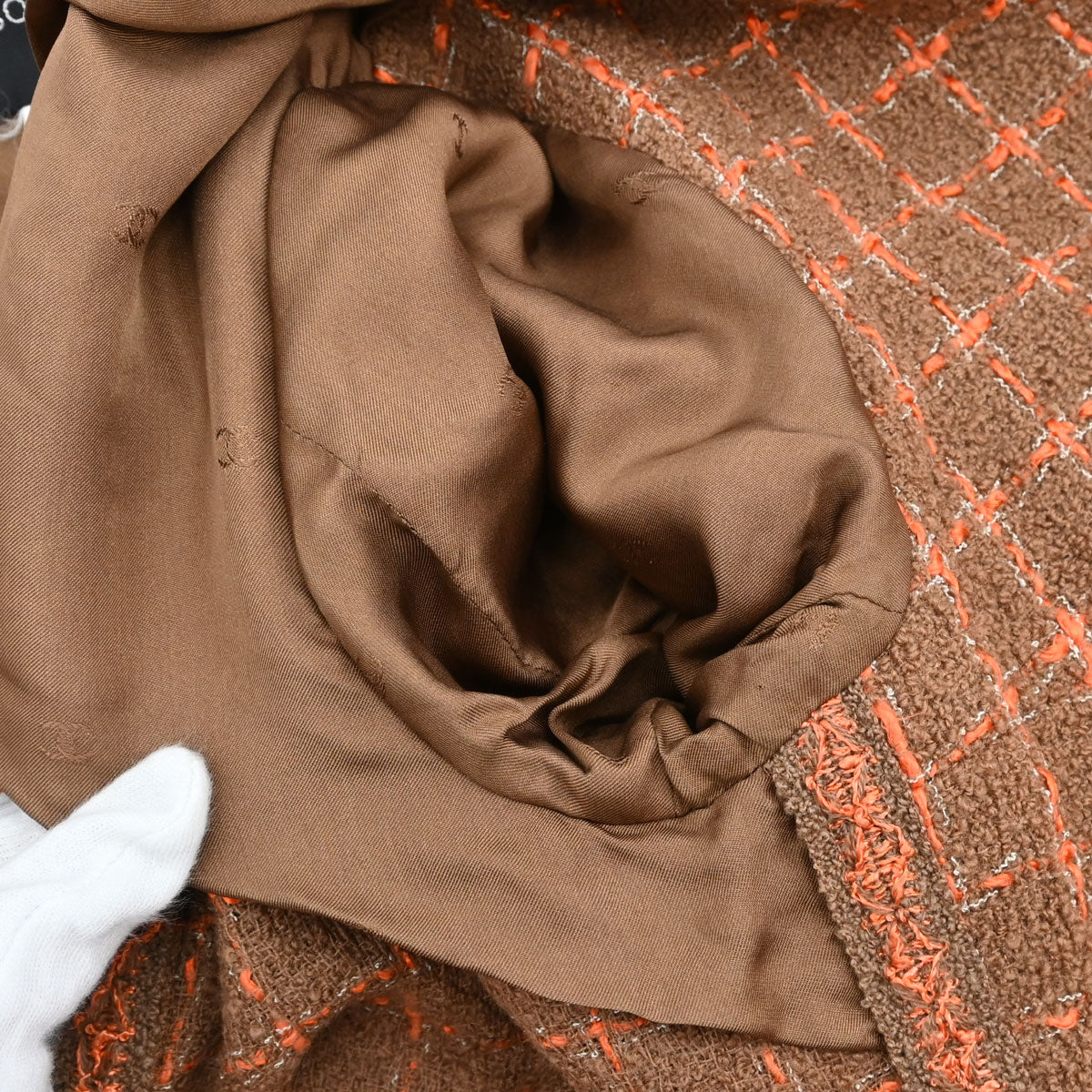 Chanel 1995 Single Breasted Tweed Check Jacket Brown #38