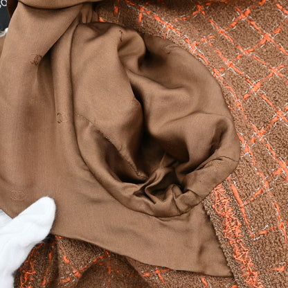 Chanel 1995 Single Breasted Tweed Check Jacket Brown #38