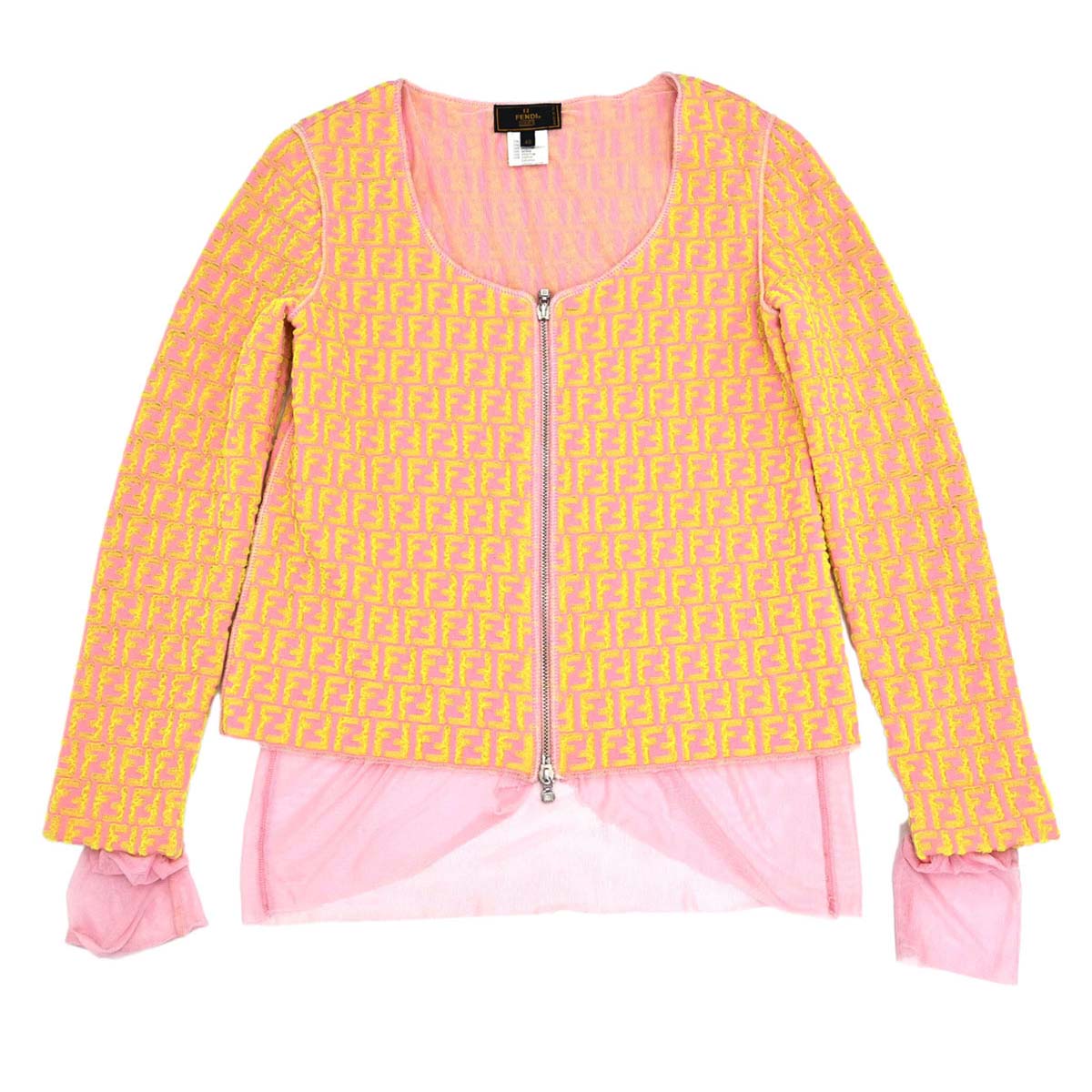 Fendi Zip Up Jacket Zucchino Yellow Pink #40