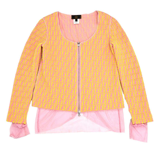 Fendi Zip Up Jacket Zucchino Yellow Pink #40
