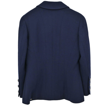 Chanel 1995 Single Breasted Tweed Jacket Navy #38