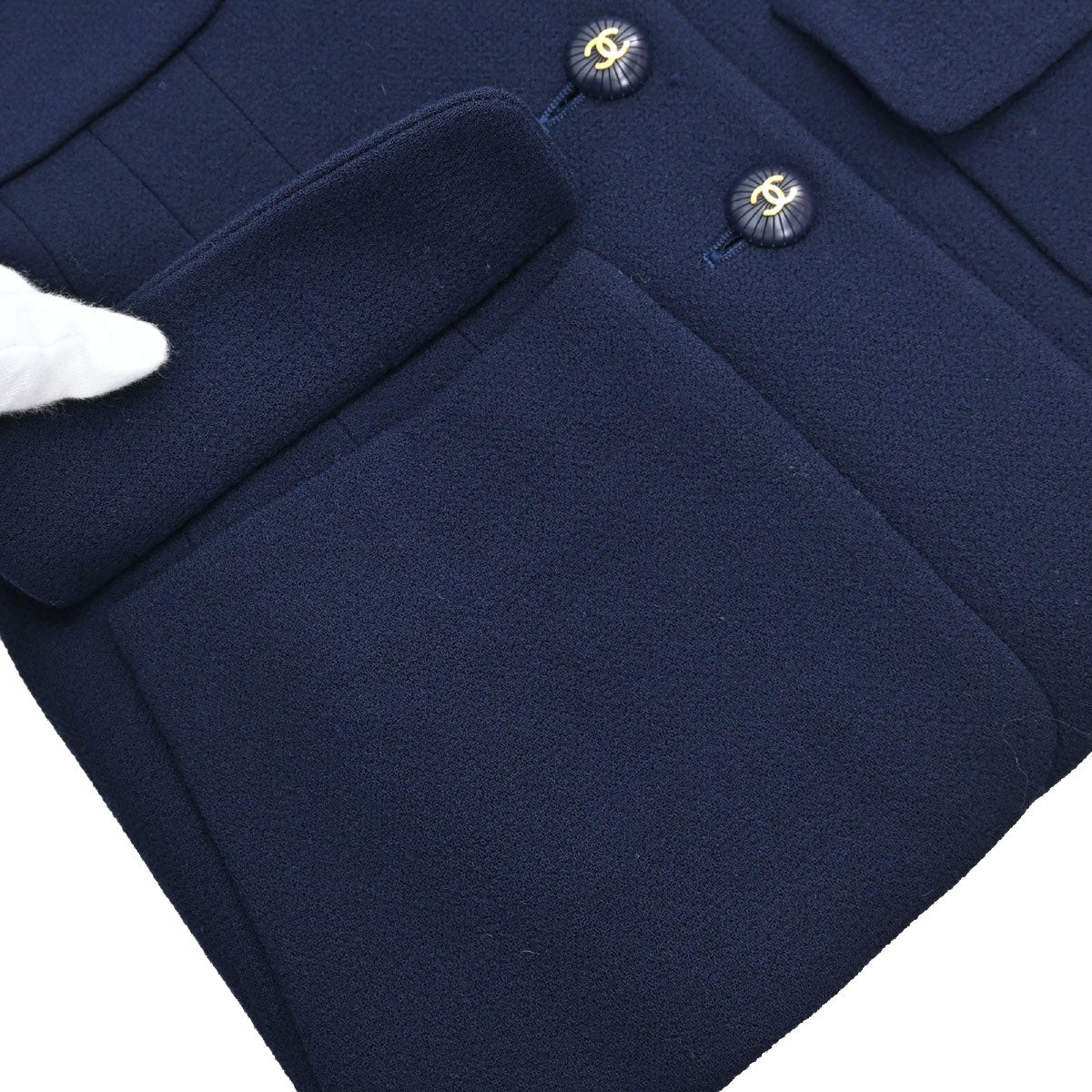 Chanel 1995 Single Breasted Tweed Jacket Navy #38