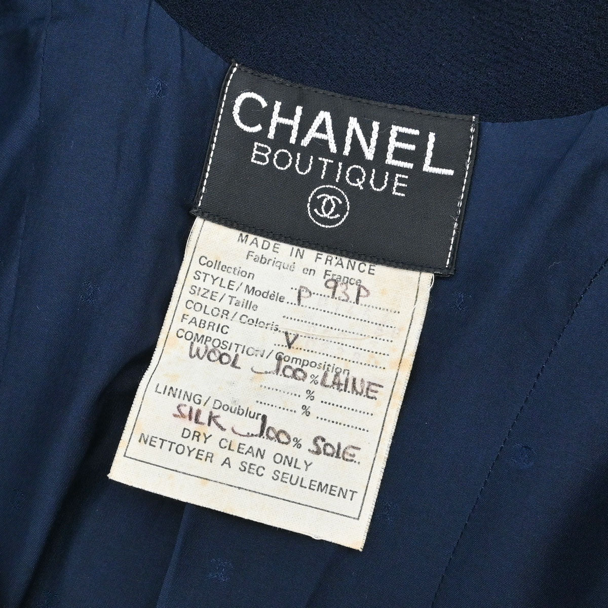 Chanel 1995 Single Breasted Tweed Jacket Navy #38