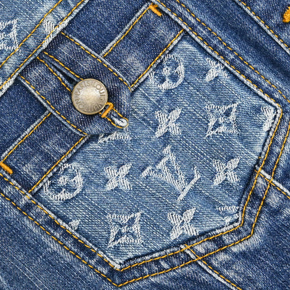 Louis Vuitton 2008 Monogram Denim Jacket Blue #40