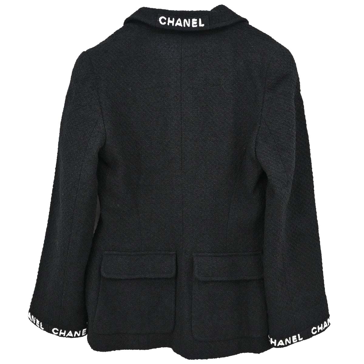 Chanel Double Breasted Tweed Jacket Black