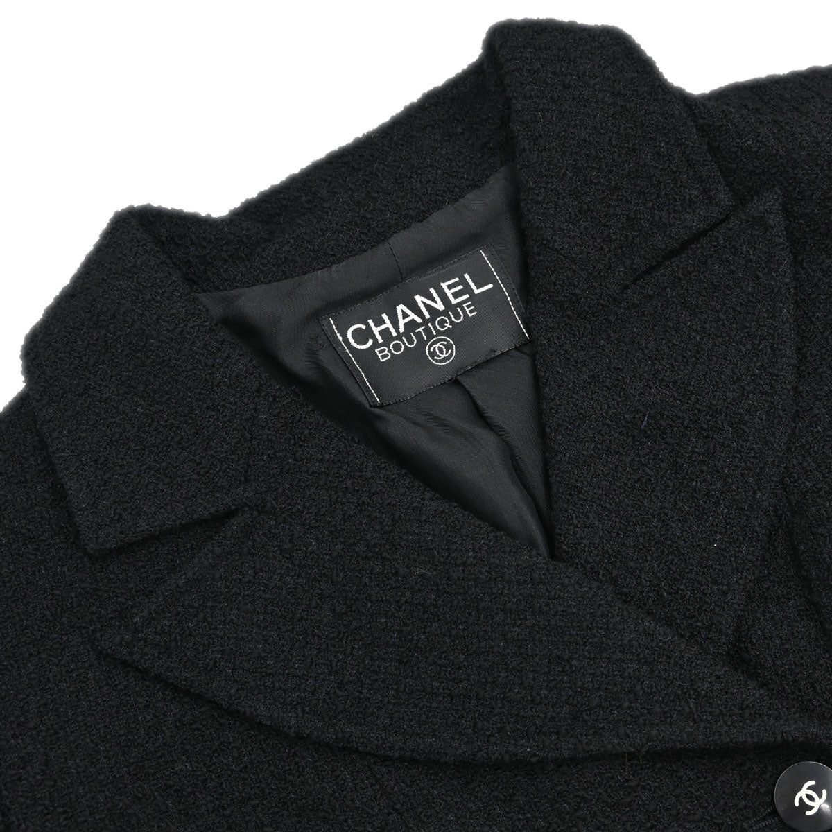 Chanel Double Breasted Tweed Jacket Black