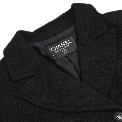 Chanel Double Breasted Tweed Jacket Black