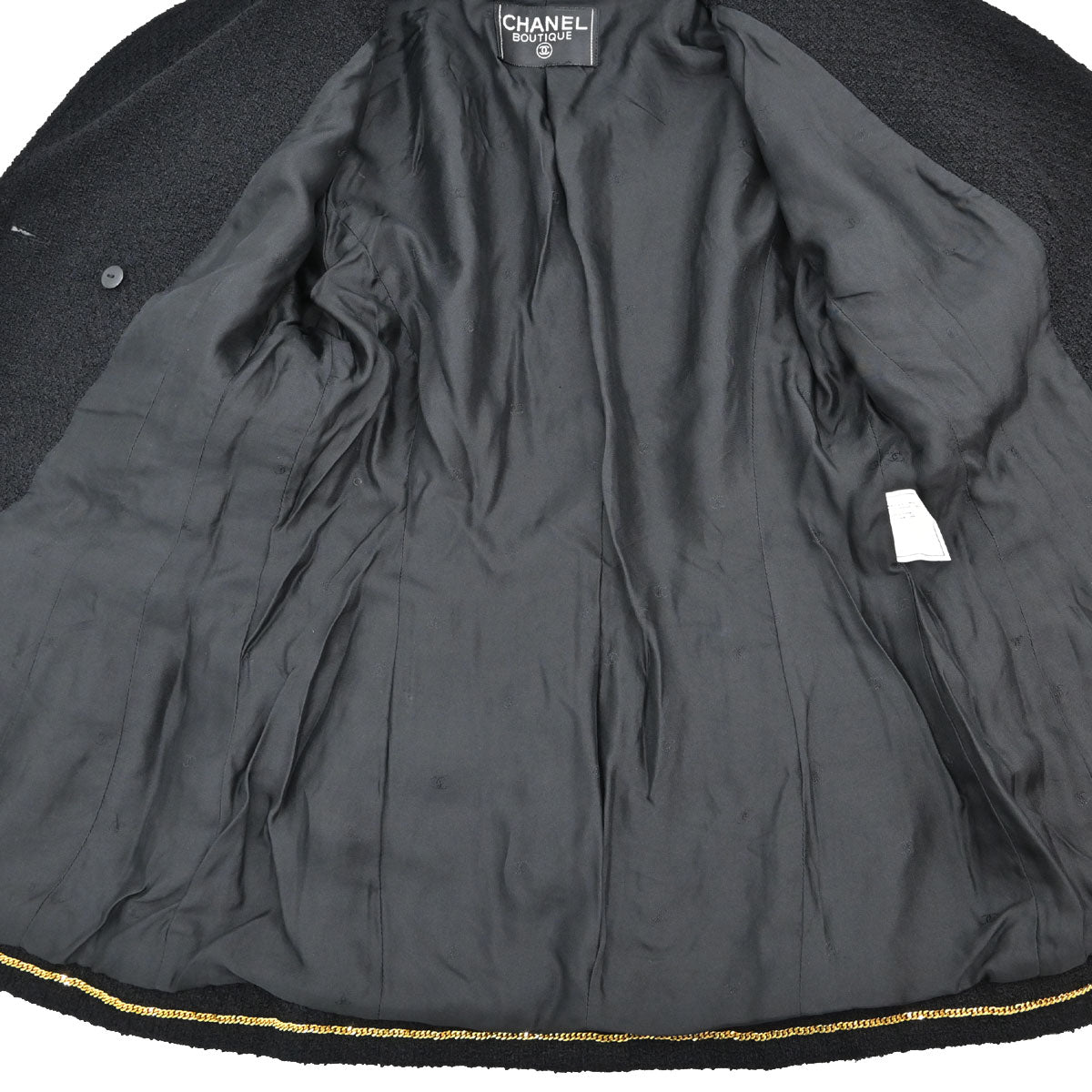 Chanel Double Breasted Tweed Jacket Black