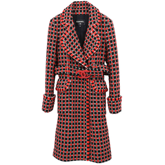 Chanel 2018 Coat Tweed Black Red #36