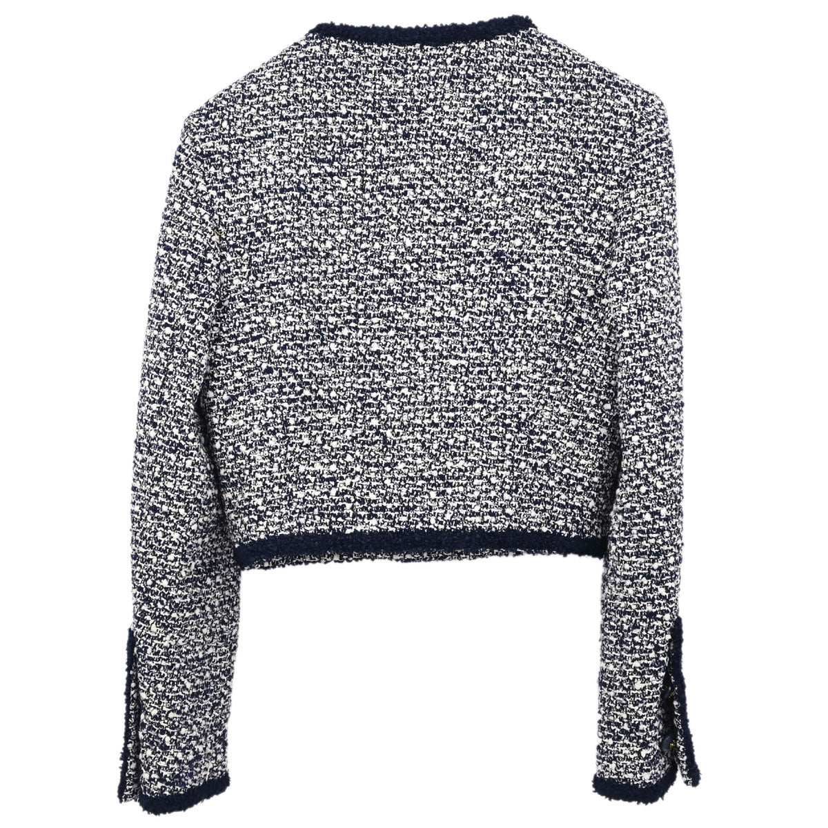 Chanel Tweed Collarless Jacket Navy