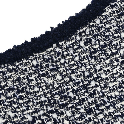 Chanel Tweed Collarless Jacket Navy