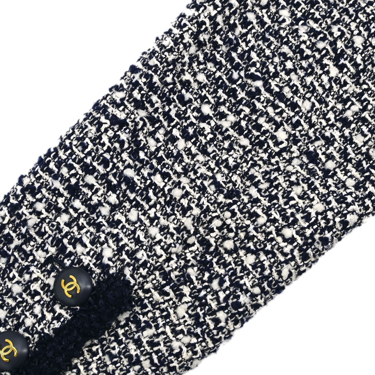 Chanel Tweed Collarless Jacket Navy