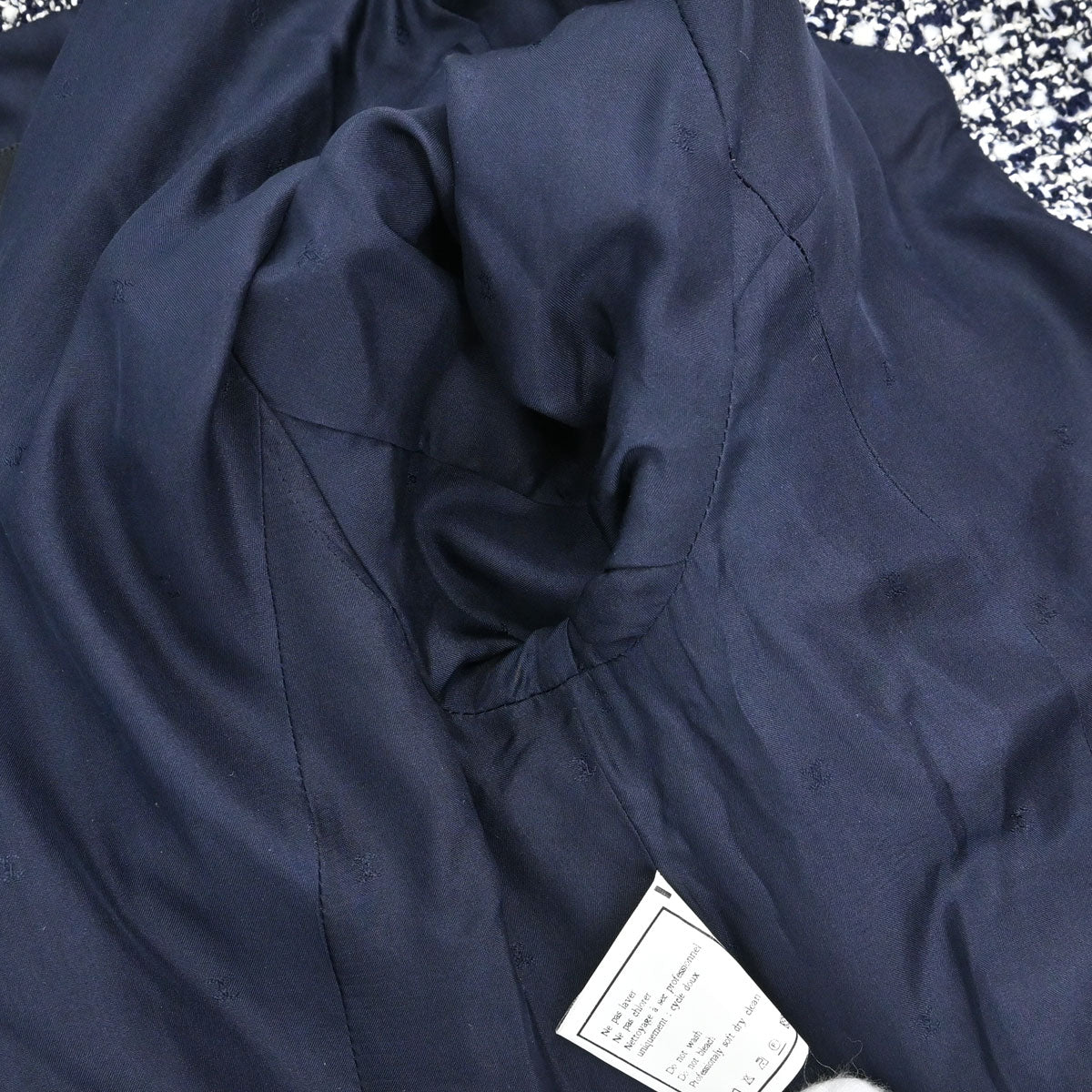 Chanel Tweed Collarless Jacket Navy