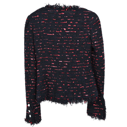 Chanel 2004 Tweed Collarless Jacket Navy Black #34