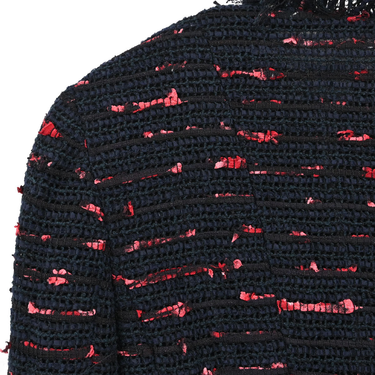 Chanel 2004 Tweed Collarless Jacket Navy Black #34