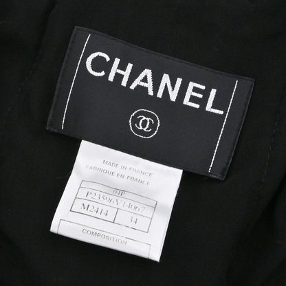 Chanel 2004 Tweed Collarless Jacket Navy Black #34