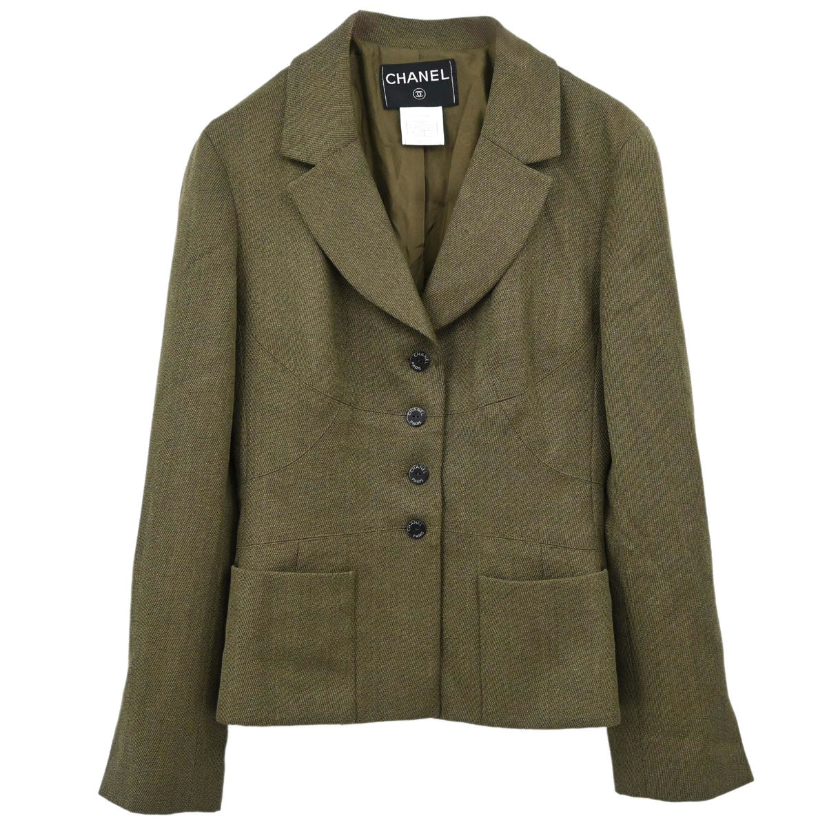 Chanel 1999 Single Breasted Jacket Khaki #38