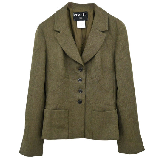 Chanel 1999 Single Breasted Jacket Khaki #38