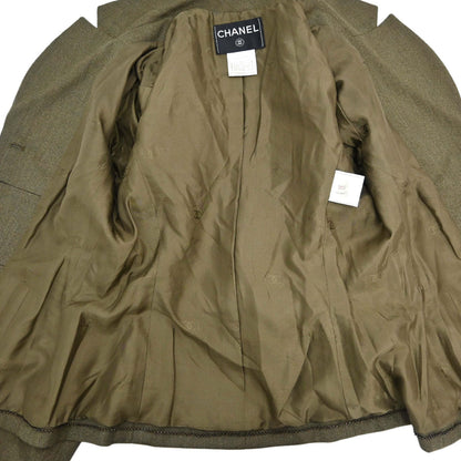 Chanel 1999 Single Breasted Jacket Khaki #38