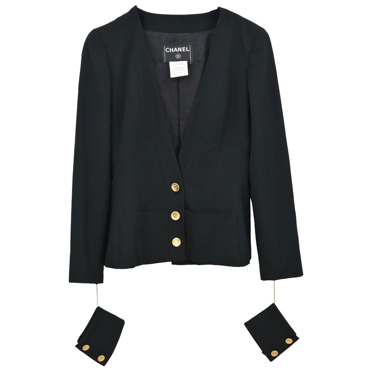 Chanel 2001 Collarless Jacket Black #36