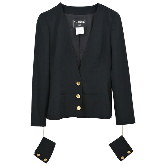 Chanel 2001 Collarless Jacket Black #36