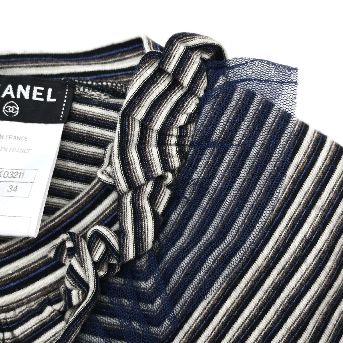 Chanel 2011 Short Sleeve T-shirt Border Navy #34