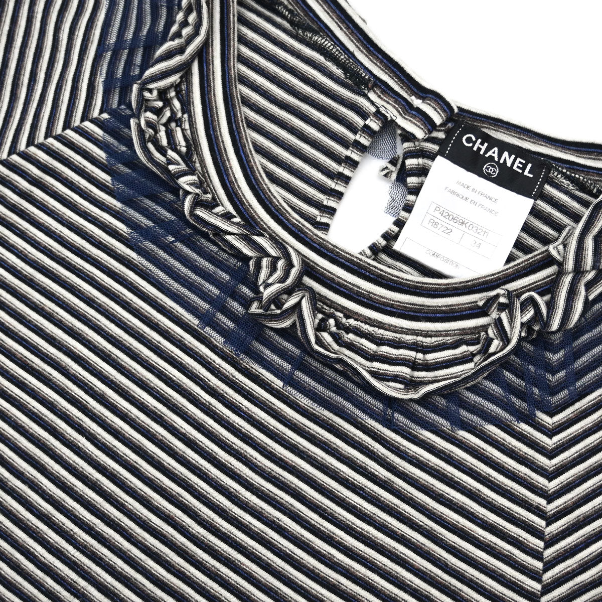 Chanel 2011 Short Sleeve T-shirt Border Navy #34