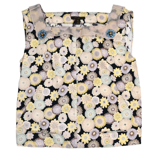 Louis Vuitton 2006 Sleeveless Top Colorful Floral Black #40
