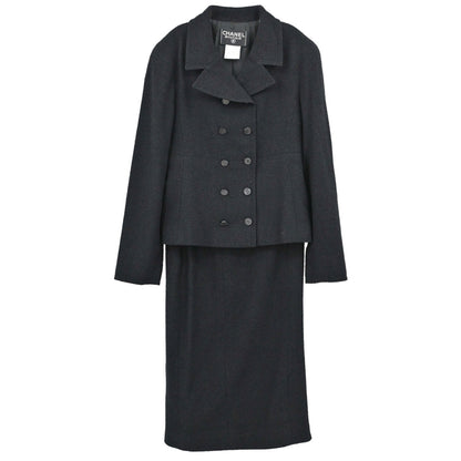 Chanel 1998 Wool Suit Jacket Skirt #40