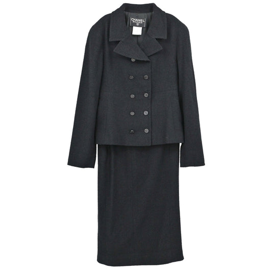 Chanel 1998 Wool Suit Jacket Skirt #40