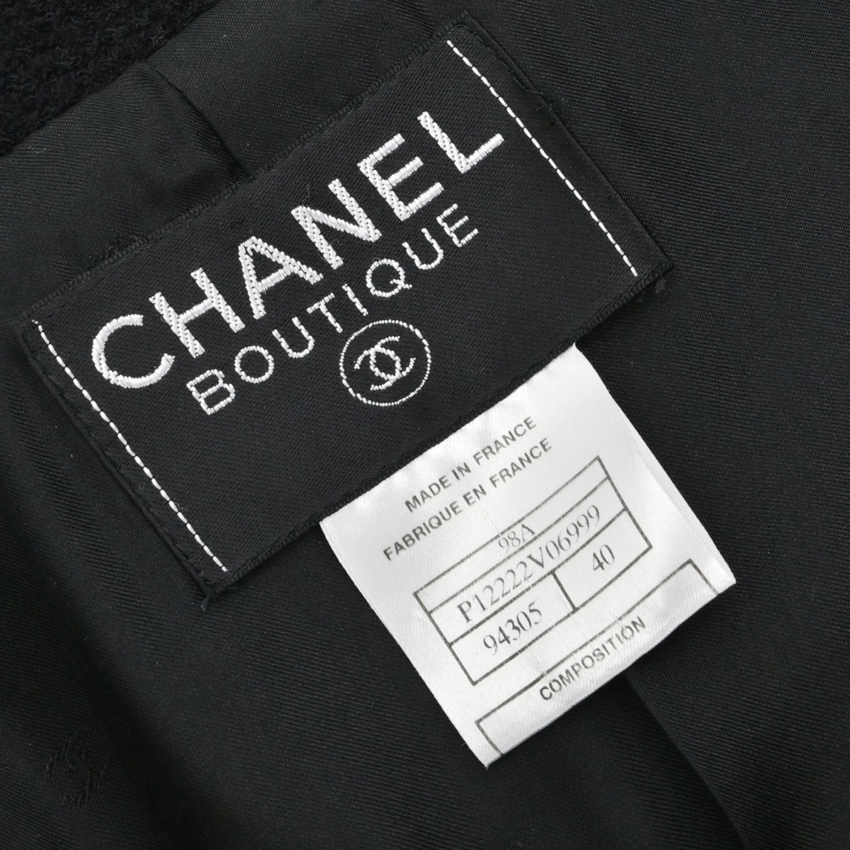 Chanel 1998 Wool Suit Jacket Skirt #40