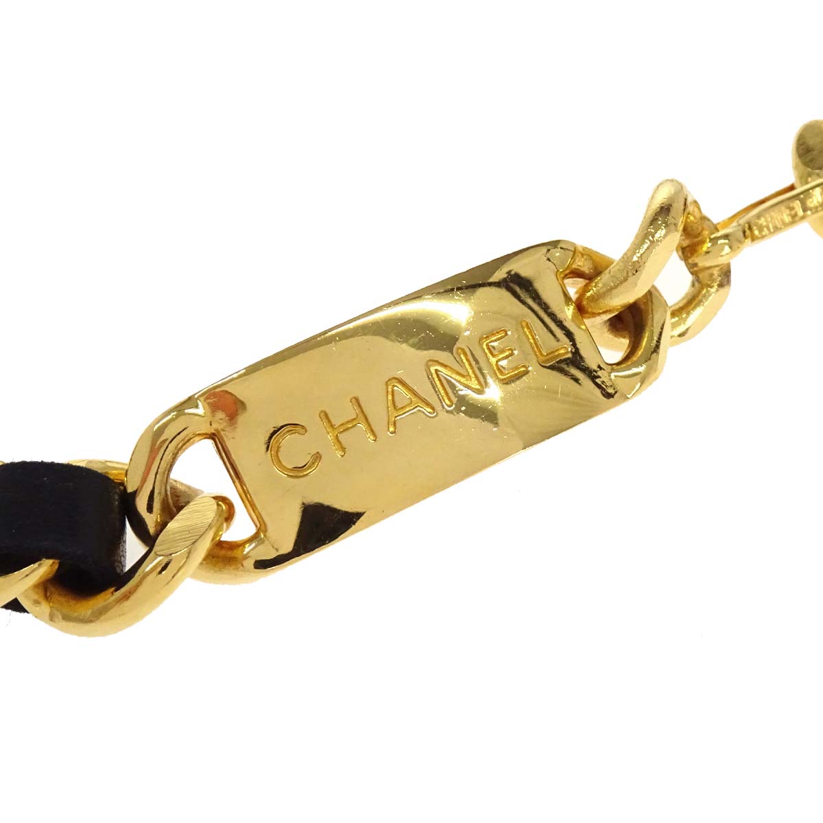 Chanel Chain Belt Medallion Gold Black Small Good