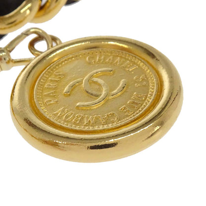 Chanel Chain Belt Medallion Gold Black Small Good