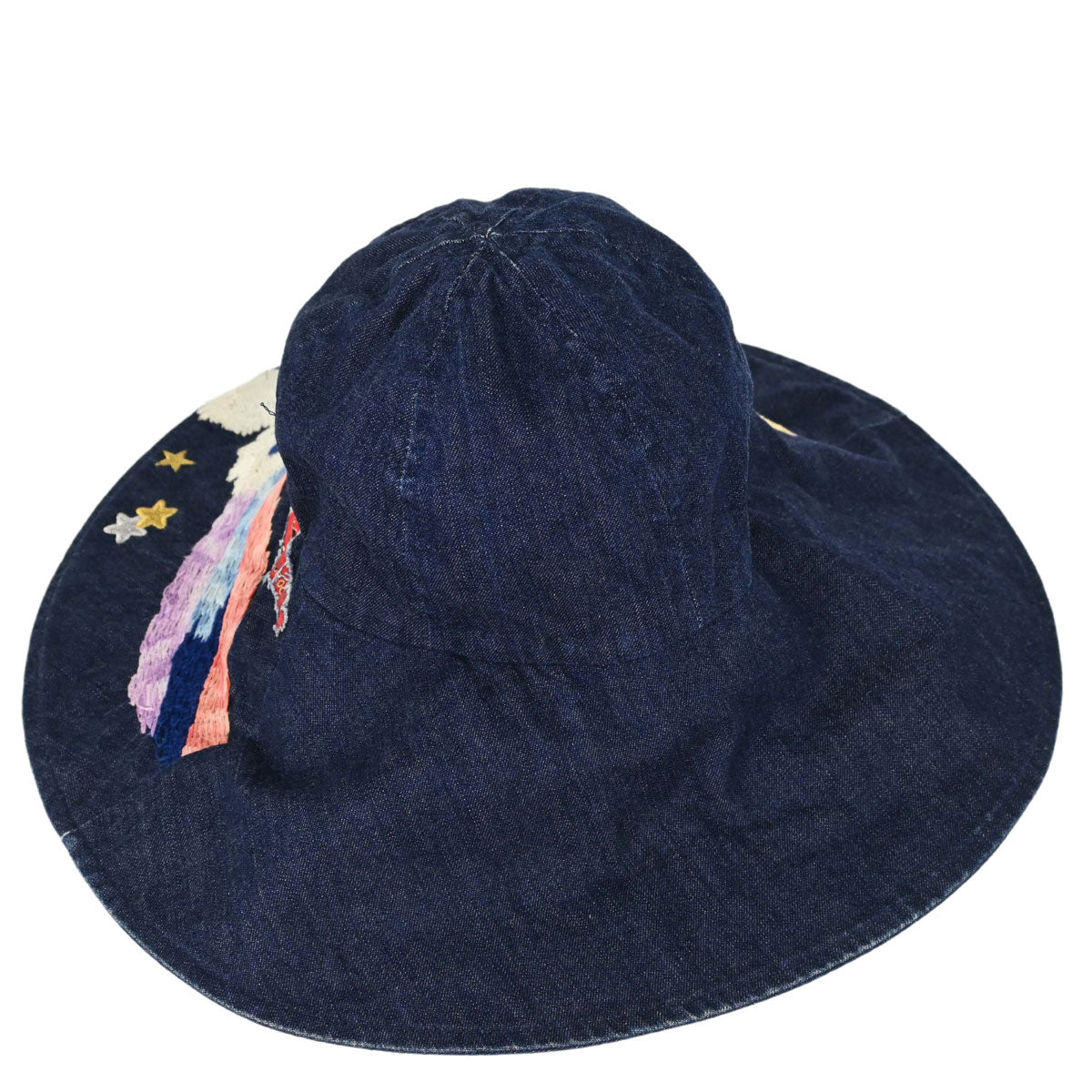 Chanel Indigo Denim Night Flight Embroidery Hat #M Small Good