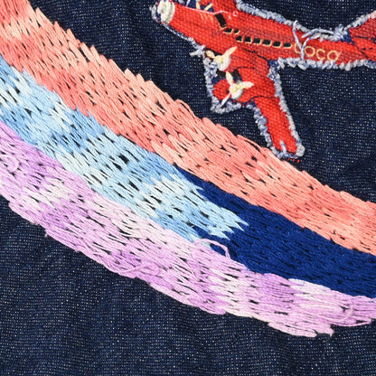 Chanel Indigo Denim Night Flight Embroidery Hat #M Small Good