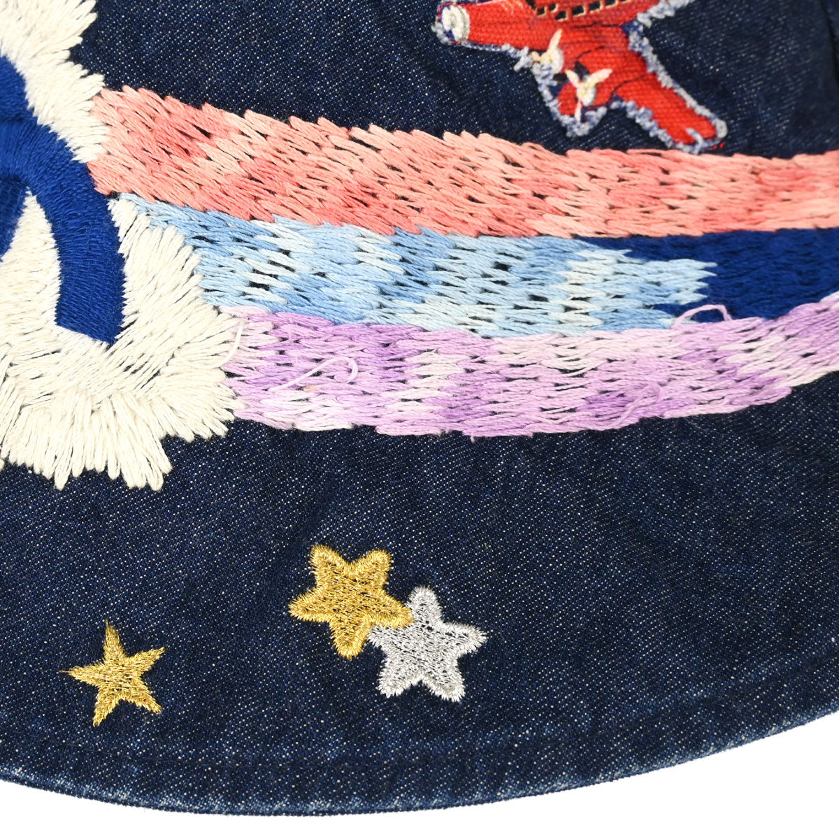 Chanel Indigo Denim Night Flight Embroidery Hat #M Small Good
