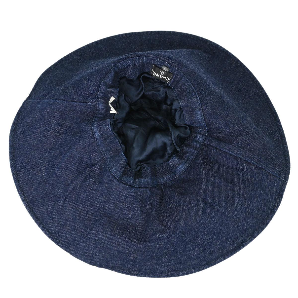 Chanel Indigo Denim Night Flight Embroidery Hat #M Small Good