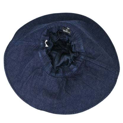 Chanel Indigo Denim Night Flight Embroidery Hat #M Small Good