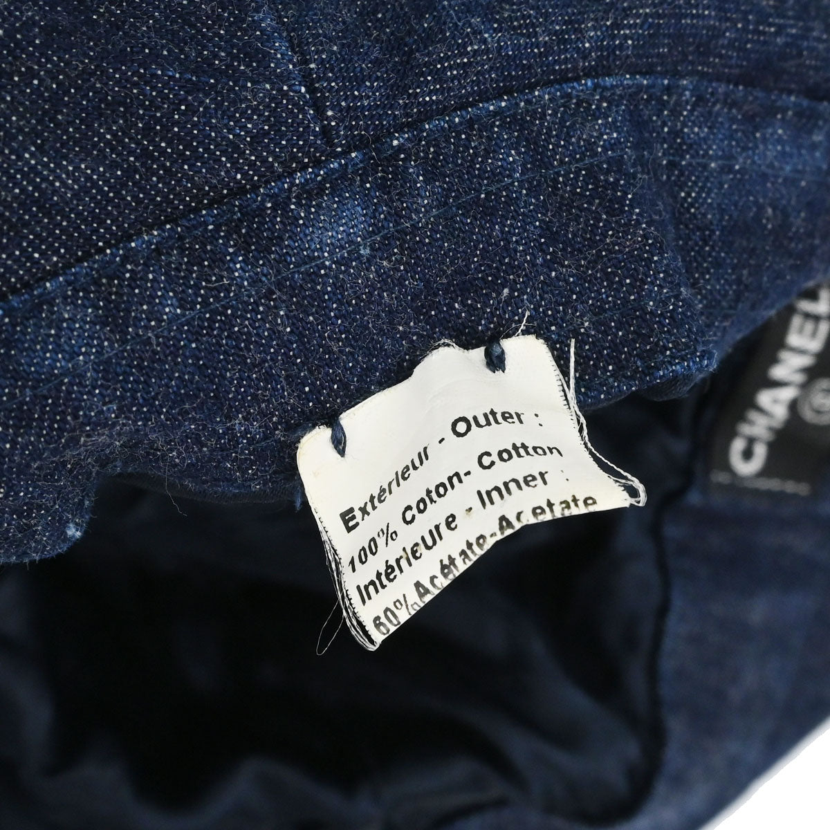 Chanel Indigo Denim Night Flight Embroidery Hat #M Small Good