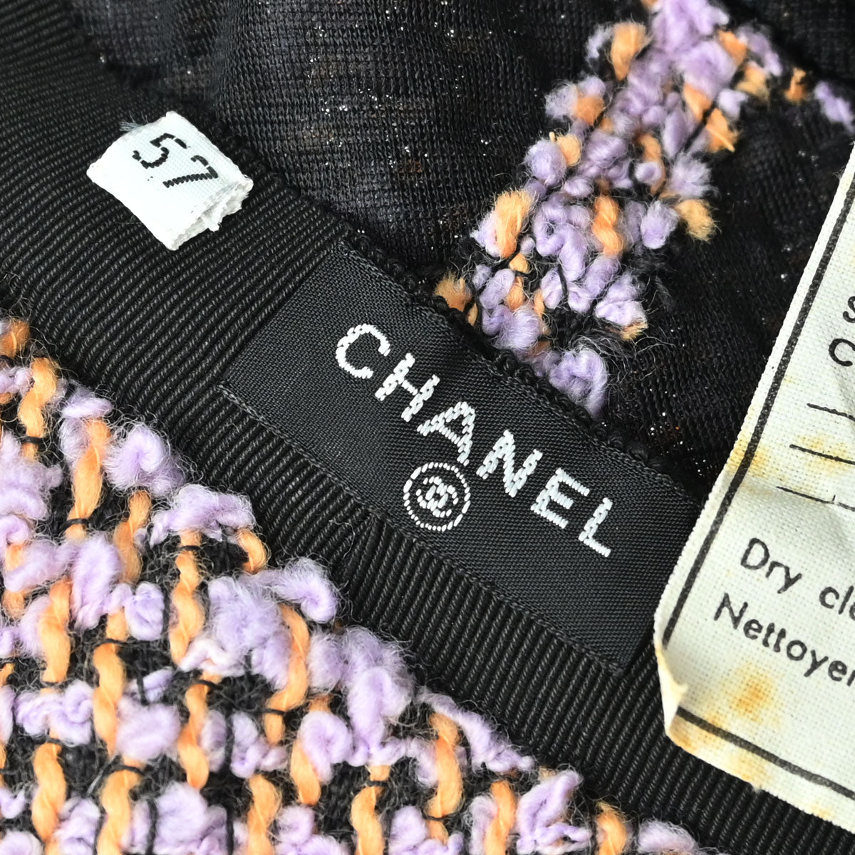 Chanel 1994 Purple Tweed Bucket Hat #57 Small Good